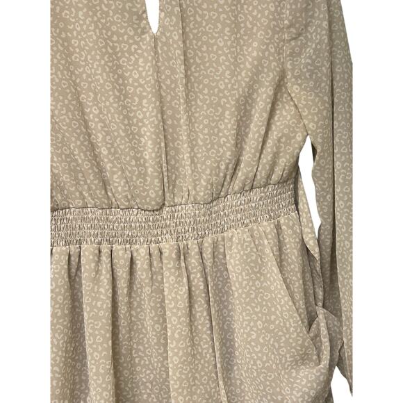 Japna Long Sleeve Chiffon Dress Large Animal Print Surplice Neckline Lined - Picture 10 of 10